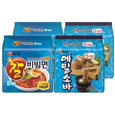 농심 메밀소바 127g 5p x 2팩 + 찰비빔면 130g 5p x 2팩, 1개, 20개