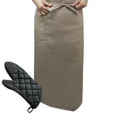 메종텍스타일 바리스타 앞치마 롱형 베이지 + 모던다이아 방염 오븐장갑, 혼합 색상, 1세트