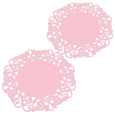 라운드 레이스 컵받침 대, 핑크