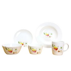 LKmade 食物圖案骨瓷家庭餐具組, 1組, 餐具 5入, 混色