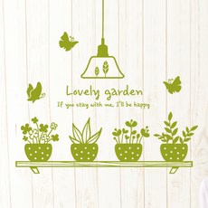 JEJEDECO 盆栽圖案裝飾壁貼, 淺橄欖色