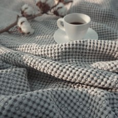 CléMENCE 素色格紋毯子, 灰色