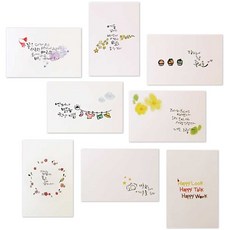 韓文圖文藝術字明信片8入組 Healing款, 混色, 1組