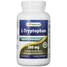 베스트네츄럴스 L-트립토판 500mg 캡슐 글루텐 프리 무설탕, 120개입, 1개, 120정