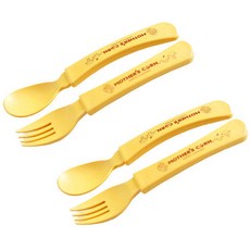 MOTHER'S CORN 兒童湯匙叉子組, 2個, 黃色
