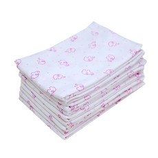 lieto 圖案印花方形棉質尿布墊 L號, 10入, 粉色大象款