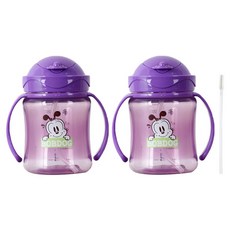 리틀밥독 국내 제조 플립 컬러 빨대컵, 250ml, 2개, 퍼플