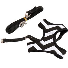 Canis 寵物圖案胸背帶 黑色牽繩, 1個, L