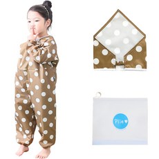 Plie 兒童印花畫圖連身衣組, 棕色(白色圓點款)