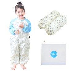 플리에 아동용 전신미술가운 + 팔토시 + 지퍼백, 크림 + 하늘하트