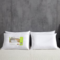 KIT HOME 超細纖維填充護頸枕芯 2入+Royal Satin 60支棉緹花枕套 2入, 白色的