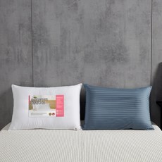 케이아이티 마이크로화이바 다운필 경추 베개 솜 + 순면 60수 로얄샤틴 쟈가드 베개 커버, 네이비, 1개