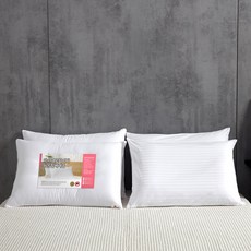 KIT HOME 超細纖維填充護頸枕芯 2入+Royal Satin 60支棉緹花枕套 2入, 白色