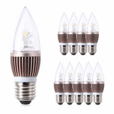 씨티오 LED 촛대구 26베이스 4W, 주광색, 10개