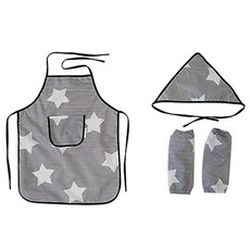 bebe chouette 孩童星星印花防水圍裙+頭巾+袖套