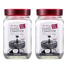 LocknLock 樂扣樂扣 單向排氣閥方形玻璃密封罐, 1.5L, 2入