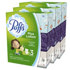 퍼프 플러스 로션 페이셜 미용티슈, 3개입, 3개