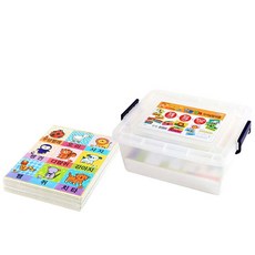 아리아띠 사운드 자석퍼즐 한글 영어 자석 낱말카드, 한글72종+영어72종+플라스틱 보관함, 1개