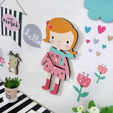 funyz 北歐靜音掛鐘 + 裝飾品 + 裝飾貼紙套組, 少女