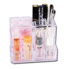 miro line 水晶迷你化妝棉棉花棒收納盒, 透明, 1個