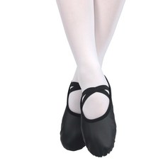Kidsballetmall 素面皮革芭蕾舞鞋, 黑色, 240