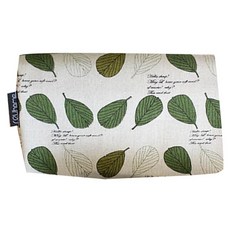 Eco chic系列樹葉印花11支亞麻布, 象牙白 綠色