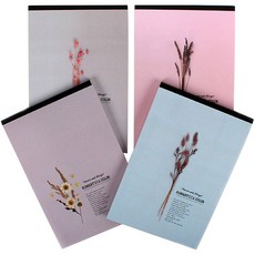 TOCTOC 浪漫彩色信紙本, 粉紅色 + 灰色 + 藍色 + 紫色, 4入, 1個