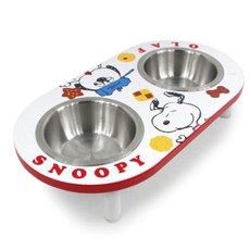 해피파우 캐릭터 애견 더블 원목식기, 1개