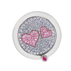 miro line 粉色水鑽隨身鏡, Heart, 1入