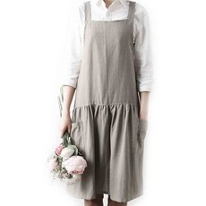 하우밍 메이 린넨 앞치마 98 x 85 cm, 베이지, 1개