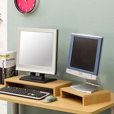 포메리트 1단 모니터받침대 듀얼세트, 메이플