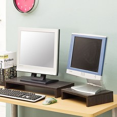 포메리트 1단 모니터받침대 듀얼세트, 월넛