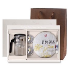 綜合普洱茶餅禮盒組, 普洱茶+泡茶壺+普洱茶刀(隨機出貨)+杯子 2入+禮盒+購物袋, 1組