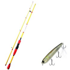 APIS Bass Game XT 路亞釣竿 黃色 + DAMIKI Rambler 120 硬餌路亞 304H SP AYU, 1套