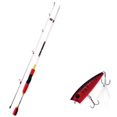 APIS BASS GAME XT 路亞釣竿 白色 + DAMIKI D-POP 70 硬餌路亞 277P RED TIGER, 1套