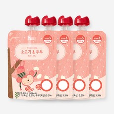 에바토 휴대용이유식 130g, 소고기 + 두부 혼합맛, 4개