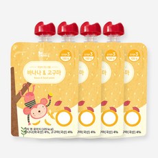 에바토 휴대용이유식 130g, 바나나 + 고구마 혼합맛, 4개