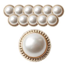 ButtonKing 珍珠鈕扣 21mm, 金色, 12個