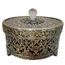 INTODECO 雕花造型飾品收納盒, 古銅金色, 1個