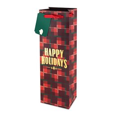 Revel Paper 플레이드 해피 홀리데이 보틀 백 와인케이스 750ml, 혼합 색상, 1개