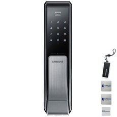 삼성SDS 스마트 디지털 푸시풀 손잡이 도어록 SHP-DP710 + 카드키 + 스마트키태그 + 스티커형 카드키 2p