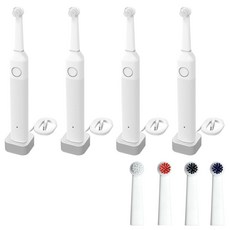 BRUZZONI 華爾街系列電動牙刷 4入 + 混合刷頭 4入, 白色
