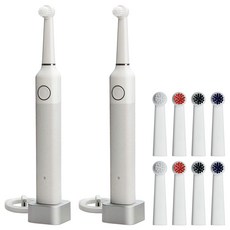 브루조니 전동칫솔 월 스트리트 컬렉션 2p + Mixed 칫솔모 2p x 4팩, 화이트, 1개