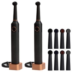 BRUZZONI 電動牙刷華爾街系列 2p + 混合刷頭 2p x 4 包, 黑色的