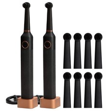 BRUZZONI 華爾街系列電動牙刷 2入+牙刷頭 2入 4包, 黑色的