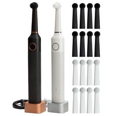 BRUZZONI 華爾街系列黑+白+白毛8支+黑毛8支電動牙刷, 布魯佐尼電動牙刷