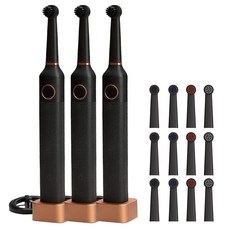 브루조니 월 스트리트 컬렉션 3개 + Mixed 칫솔모 12p 전동칫솔, 블랙, 1개