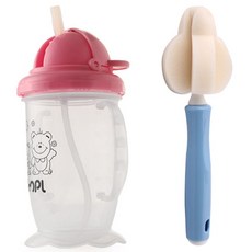 吸管杯+清潔刷, 粉色, 1組