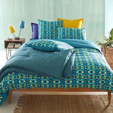 La Redoute 圖形印花純棉被套 F665059, Blue/Green/Orange