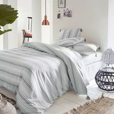 La Redoute 條紋印花被單 F664562, 白色+淺灰色